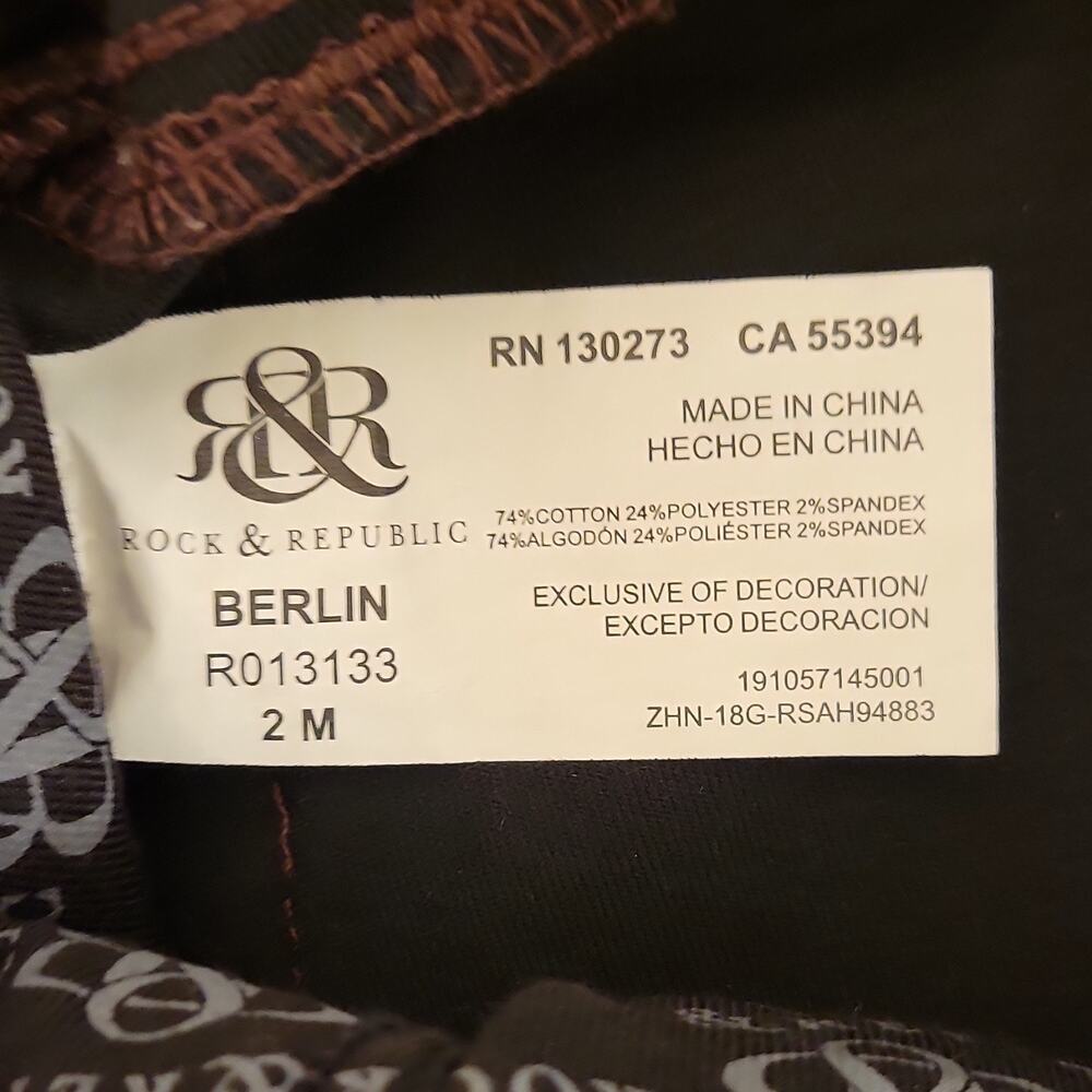 Rock & Republic Women's Skinny Jeans Brown Denim Button Zip Pockets Stretch - Picture 5 of 6